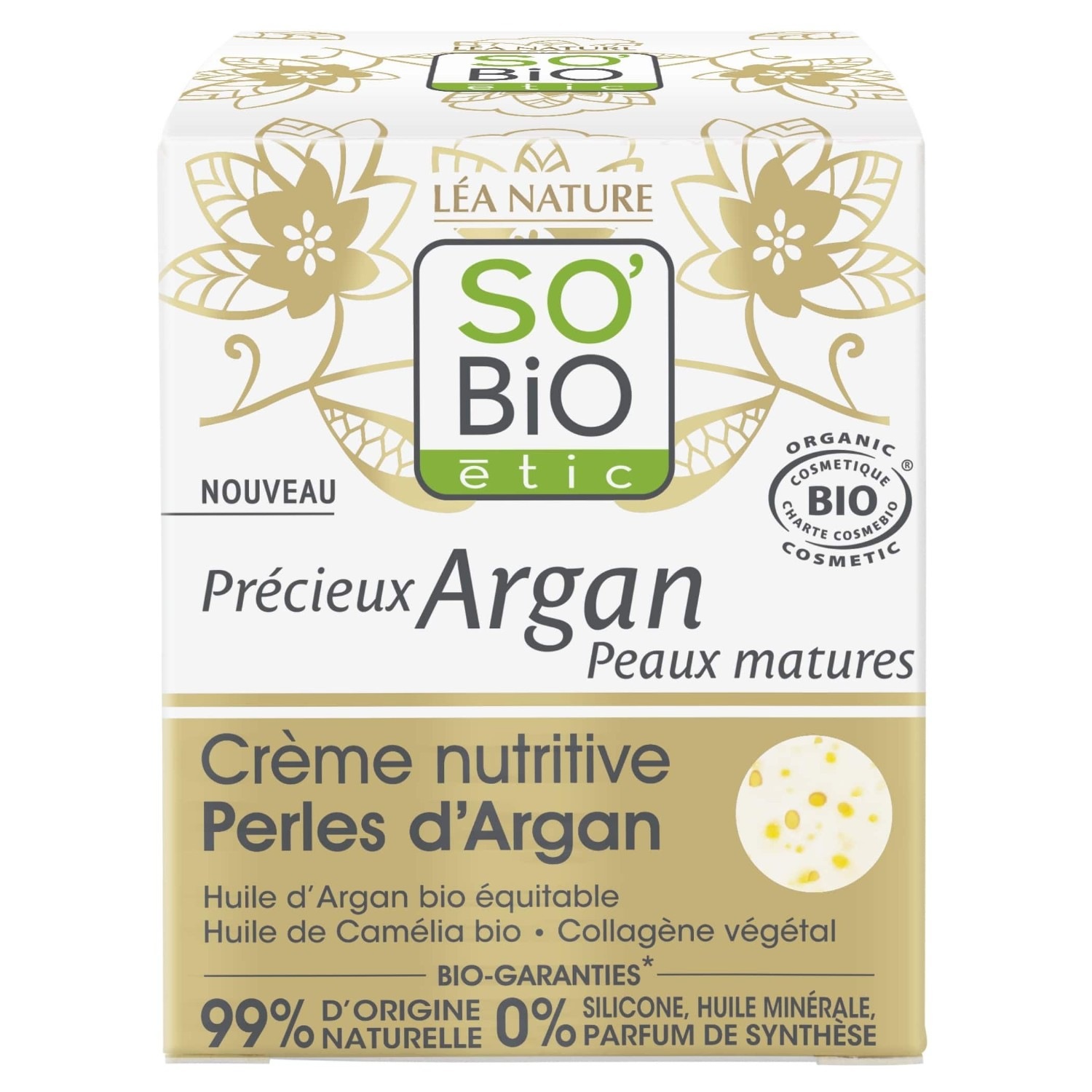 SO BiO étic Crème nutritive Perles d'Argan, Précieux Argan Peaux Matures