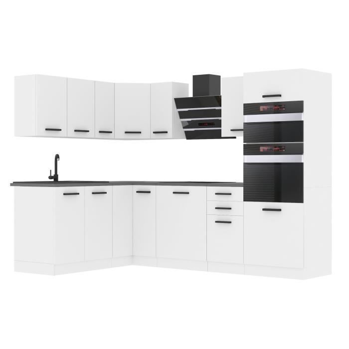 Cuisine Complète - B BELINI GROUP - MELANIE - Blanc Mat - Design Contemporain - 360x60 cm
