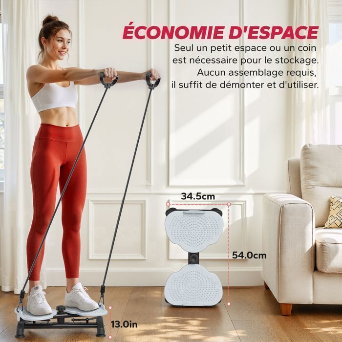 Piastra per addominali MERACH Twister, con bande elastiche di resistenza, superficie antiscivolo, portata massima 136 kg, silenziosa, colore nero.