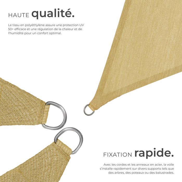 TECTAKE Toldo de sombra - Toldo triangular de polietileno de 4 x 4 x 4 m - Beige