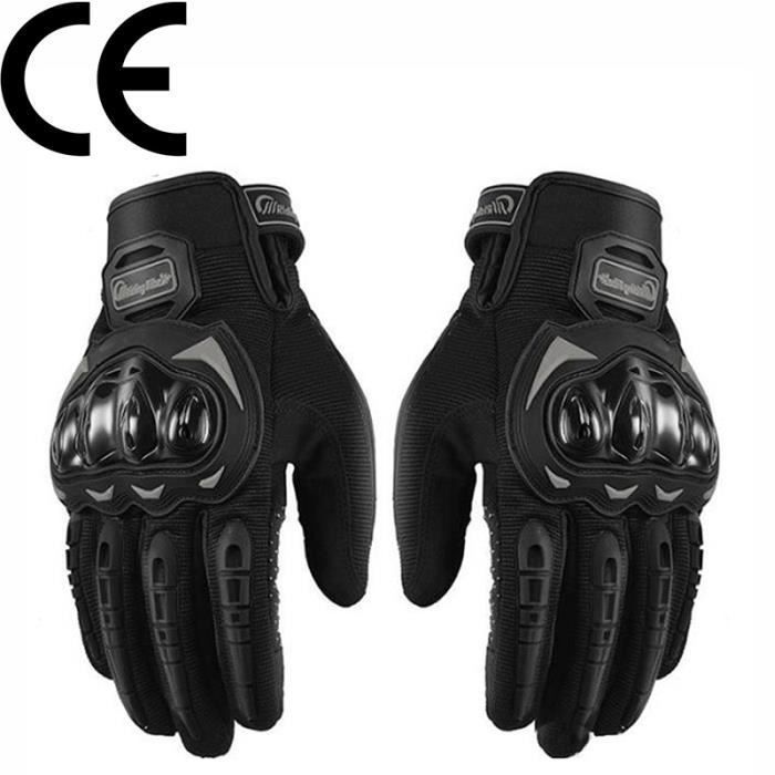 Guantes de moto, unisex, para scooter de entretiempo, compatibles con pantallas táctiles, transpirables para coche, moto y bicicleta - Negro