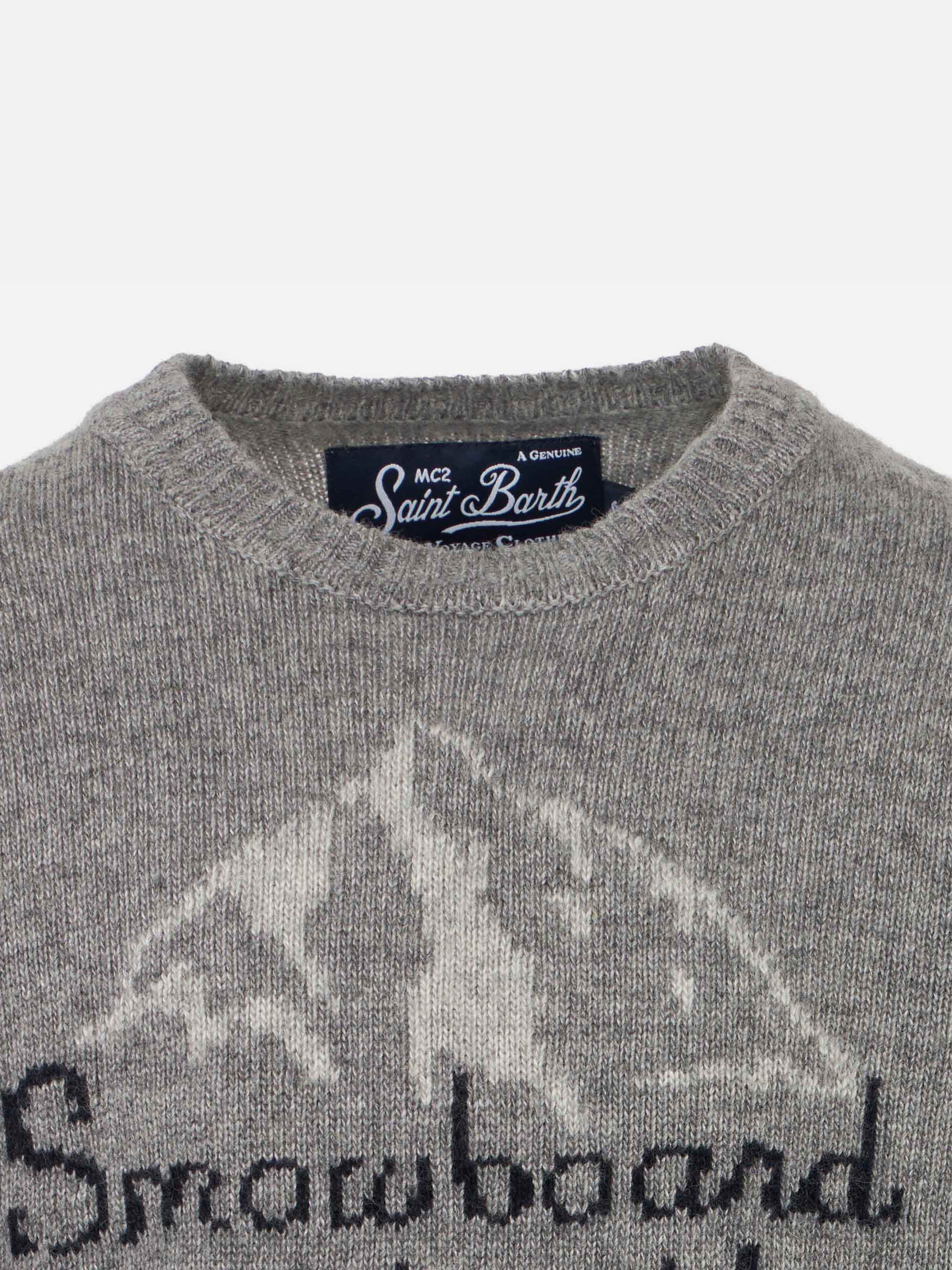 Maglione grigio da bambino con scritta Snowboard is dead!