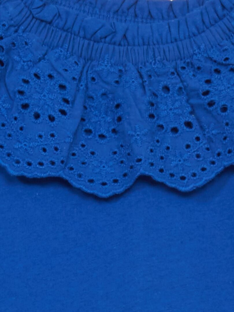 Tanktop met Engelse borduursteek - blauw