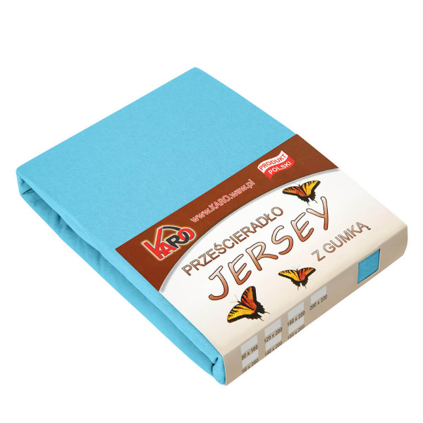 Prześcieradło jersey z gumką 140x200 turkusowe 150g/m2 KARO