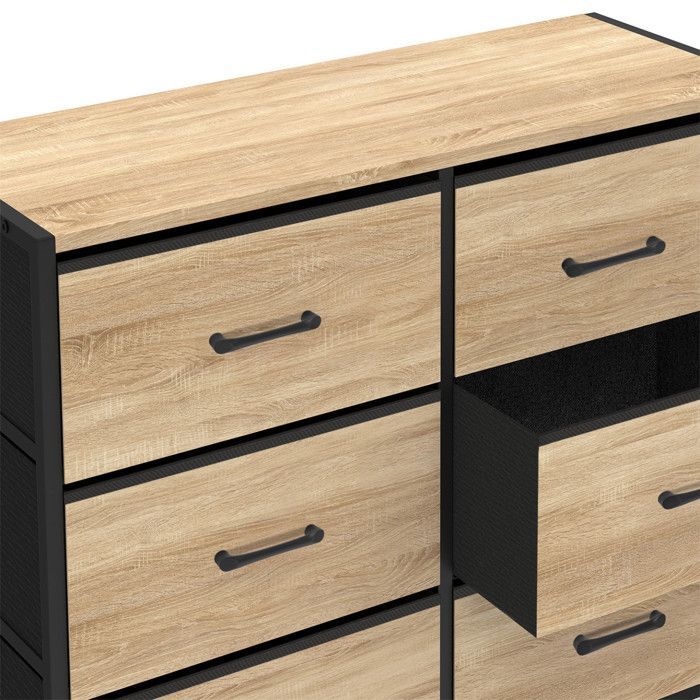 IDMARKET UTAH 6-drawer fabric chest, 80 cm, industrial design storage unit