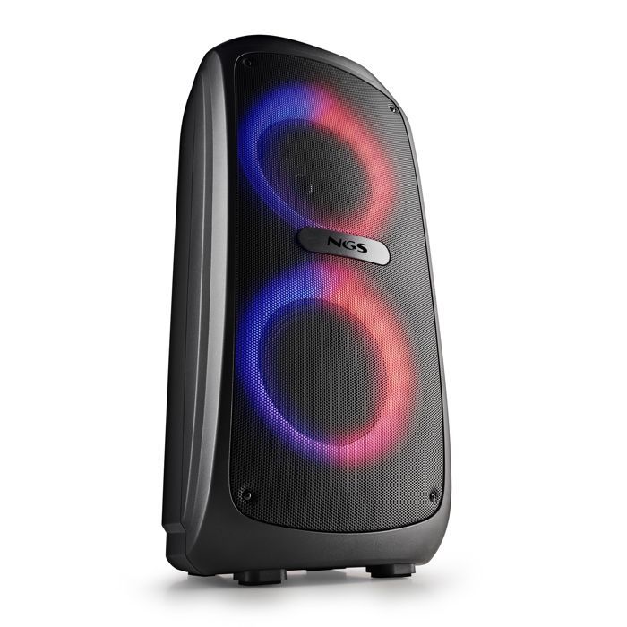 NGS WILD TEMPER: 200W portátil BT/TWS, USB/AUX, LED, autonomia de 5h, 2 entradas micro.