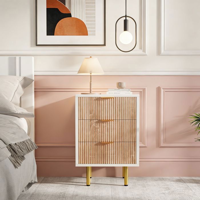 Table de chevet lot 2, Commode 3 Tiroirs, Meuble Rangement, Meuble Chambre Bureau Salon Cuisine, 40x40x65cm, Multicolore