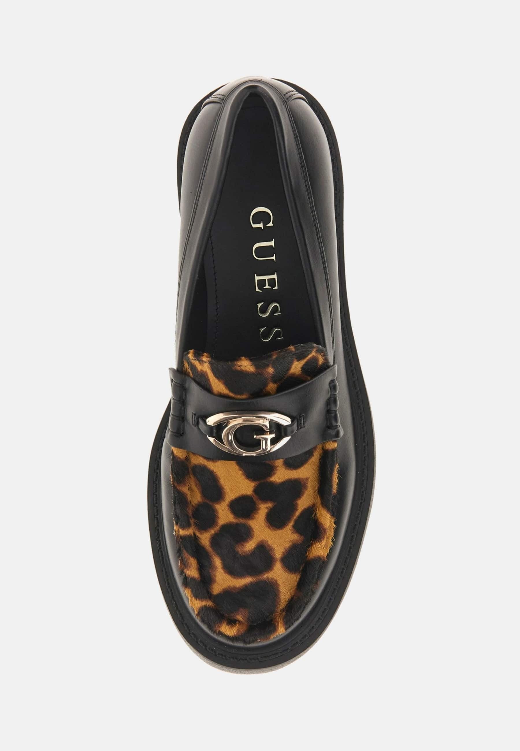 Scarpe slip-on Guess - stampa animalier nera