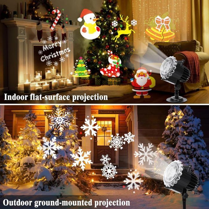 Decoración de Halloween, proyector de Halloween para exteriores con 64 patrones, proyector de luz LED impermeable para exteriores con control remoto.