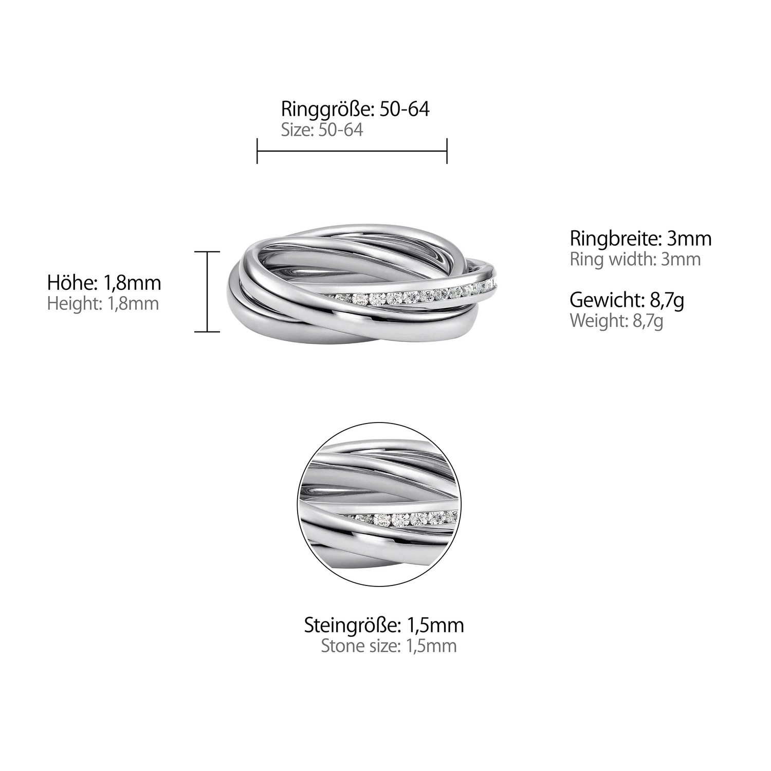 Heideman Bague Trini couleur argentée polie