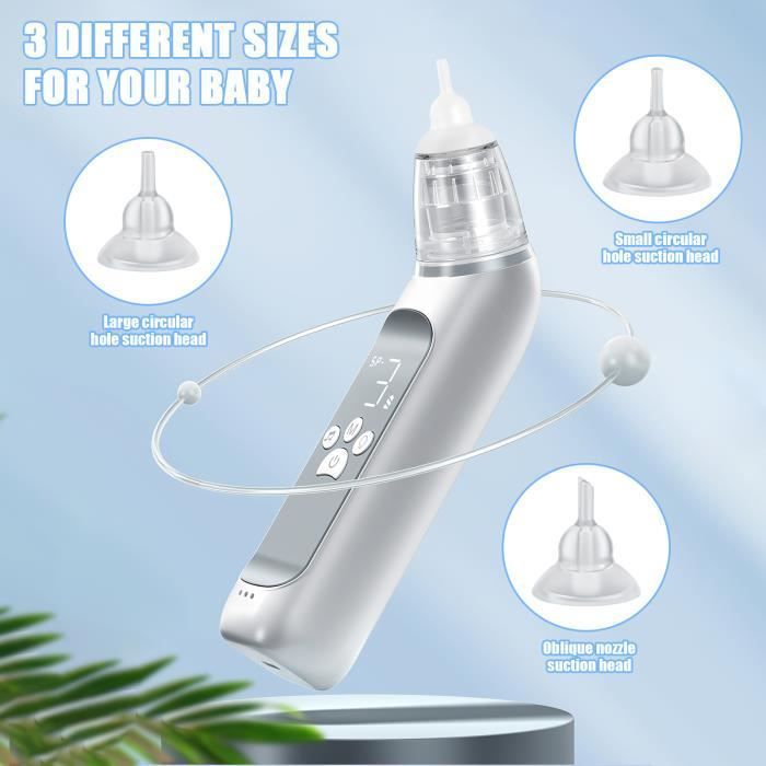 Aspirador nasal eléctrico para bebés JOULLI con 3 niveles de succión, 4 cabezales de repuesto, 2 modos, totalmente impermeable y con música relajante.