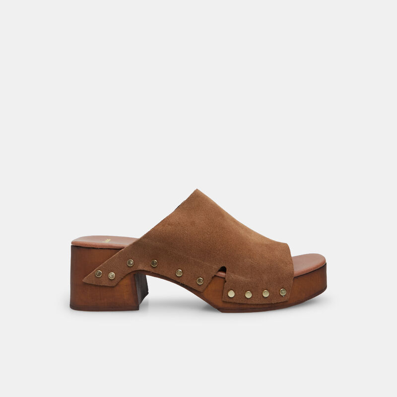 Ženske papuče od brušene kože s potpeticom od 6 cm i BATA platformom