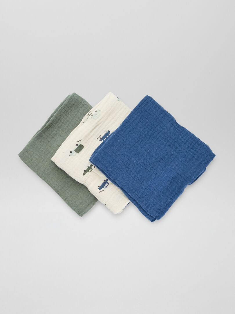 Conjunto de 3 mantas de gaze de algodão - bege