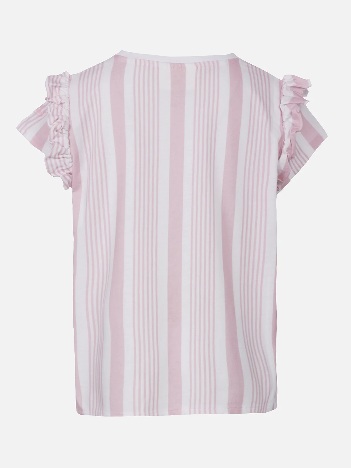 Katoenen T-shirt voor meisjes met ruches en borduurwerk.