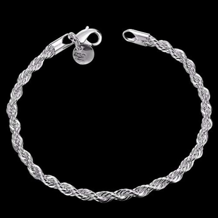 Bracciale GONIZ in argento da donna - design geometrico a serpente intrecciato - argento sterling 925