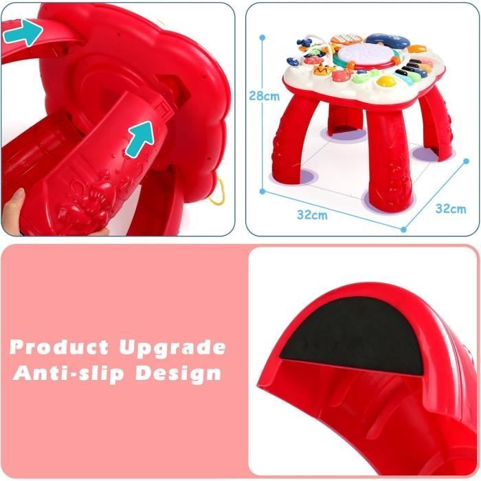 Juguete - MARSEE - Mesa de actividades para bebés 6 en 1 - Rojo - Luces y música - Pilas incluidas