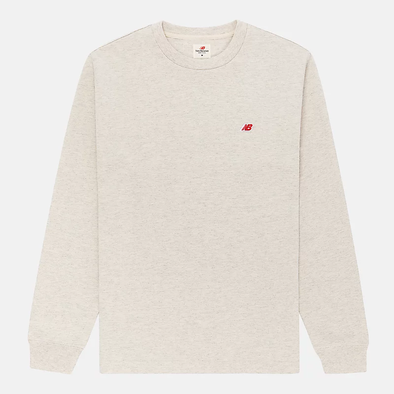 Tricou bărbătesc cu mânecă lungă MADE in USA Core - OATMEAL HEATHER