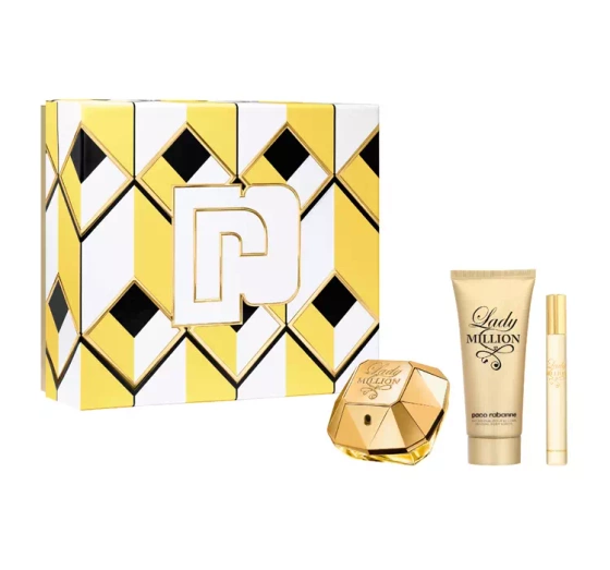 Rabanne Lady Million  woda perfumowana spray 80 ml   10 ml   balsam do ciała 100 ml
