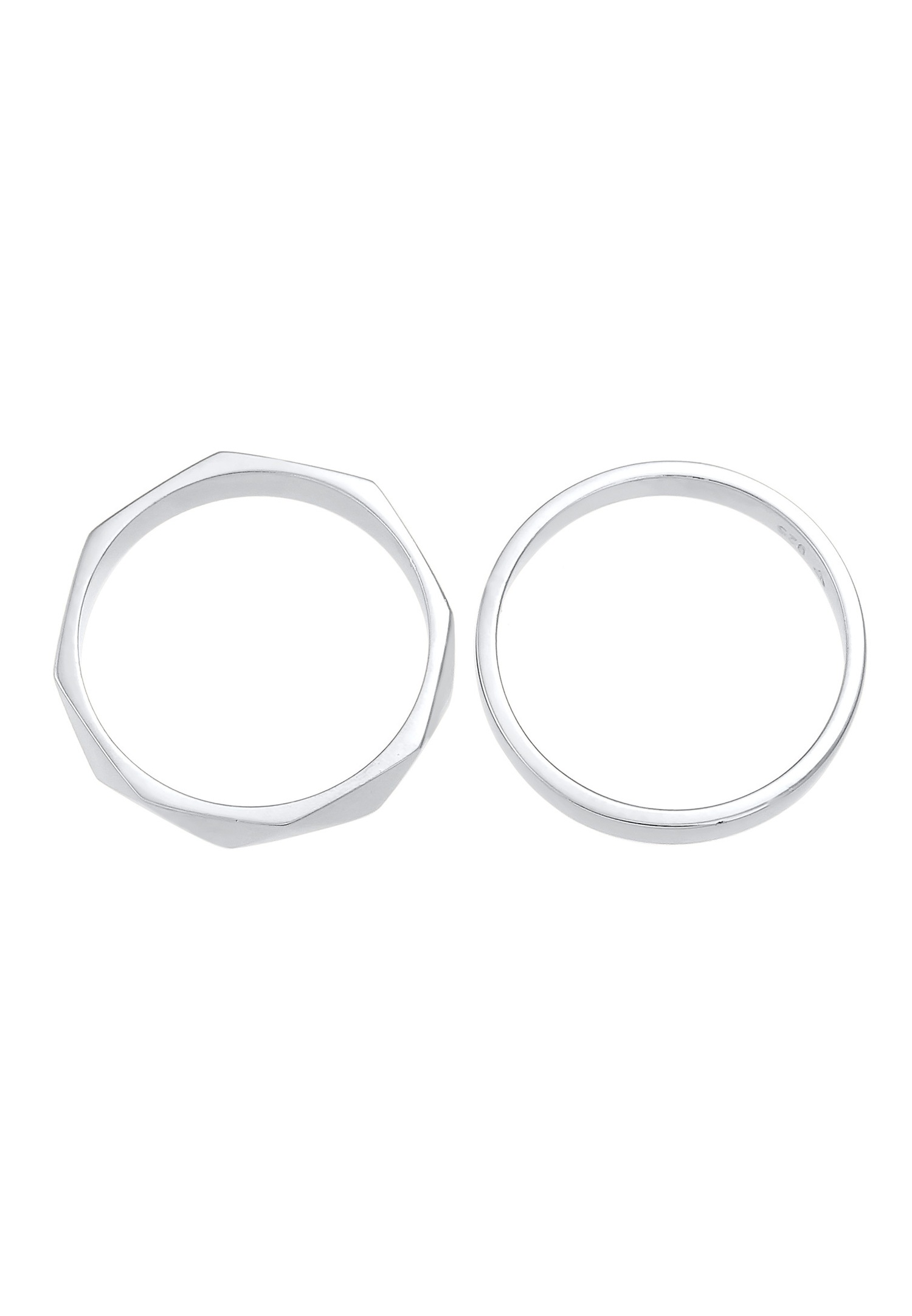 Elli pour dames Hexagone de base martelé en 925/1000 argent massif