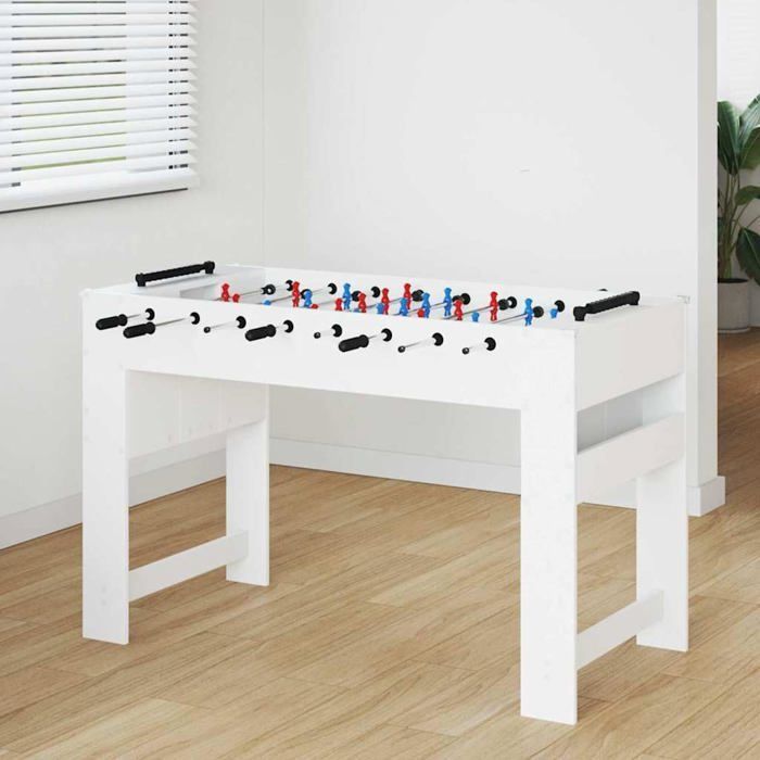 Table de baby-foot - vidaXL - Blanc - 125x60,5x80 cm - Bois d'ingénierie - Poignées antidérapantes - 22 joueurs