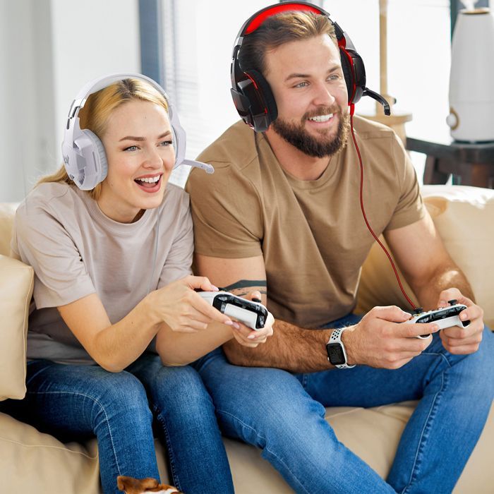 Fone de ouvido compatível com PS5 - Som estéreo - Drivers de neodímio de 40 mm - Microfone retrátil, para PS5, PS4, Xbox, Nintendo e PC.