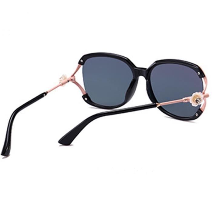SHARPHY Lunettes de soleil femme mode métal polarisée conduire fleurs diamant sport voyager rose