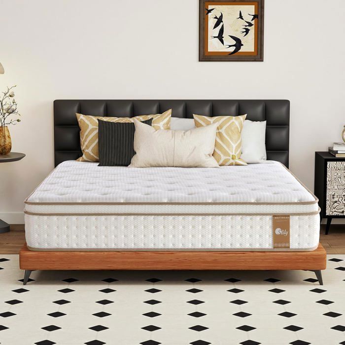 Colchón slily de 180x200, 28 cm de grosor, colchón híbrido de lujo con espuma viscoelástica y muelles ensacados independientes.