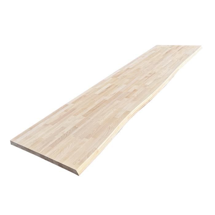Plan de travail Hêtre massif bord naturel L.250 x l.65 cm, Ep.36 mm