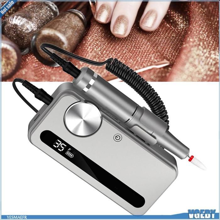 Ashata 2-in-1 Electric Nail Grinder, Rechargeable, Professional, Wireless, for Manicures, Gray