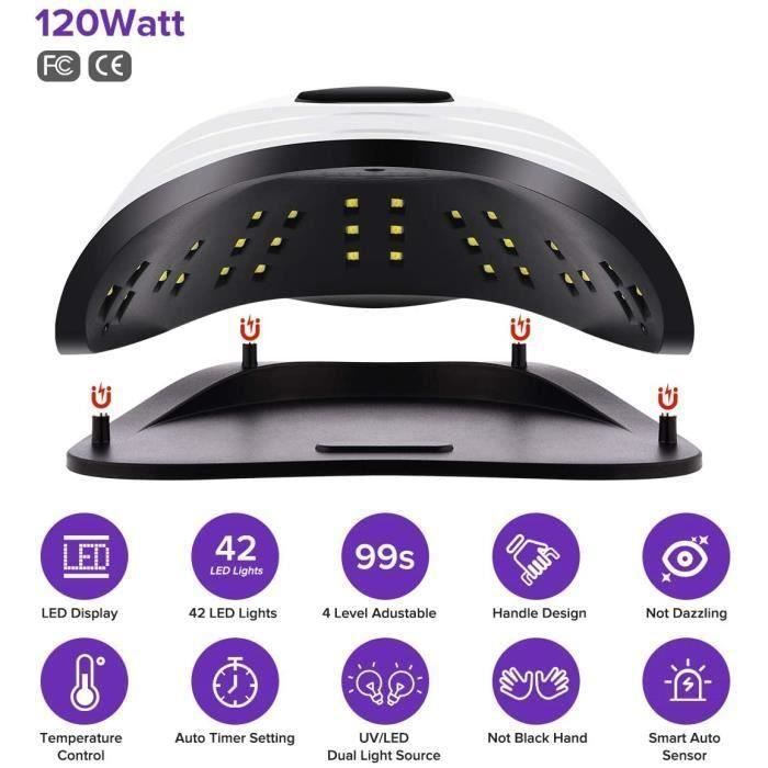 Lámpara secadora de uñas UV JASENX - 120W - Sensor automático - 4 temporizadores - Pantalla LCD