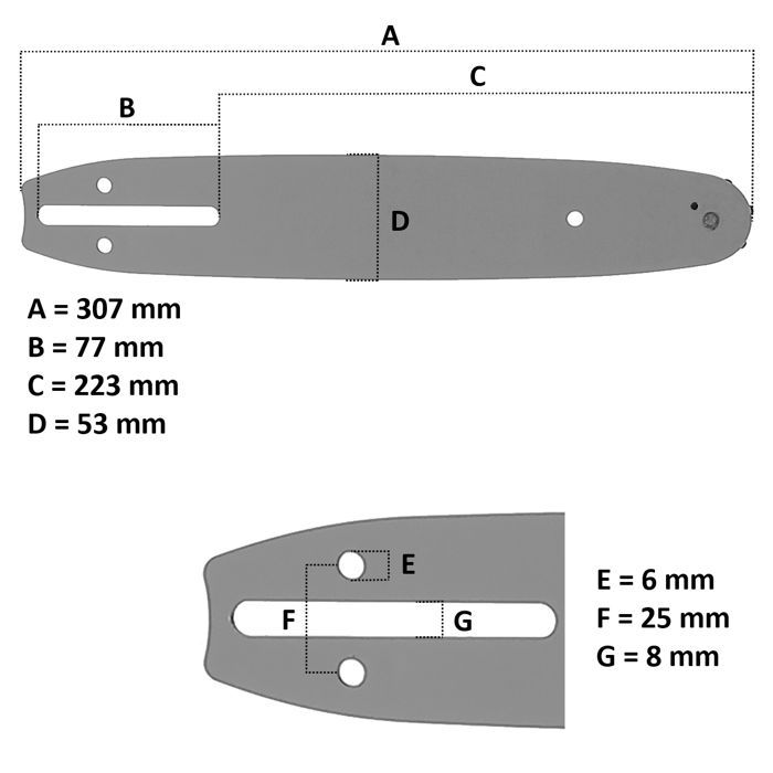 GT GARDEN - Barra guida da 26 cm (10 pollici) per motosega da potatura da 25 cc