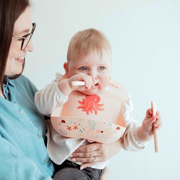Sassi Junior - Bavoir en silicone Slurpy la pieuvre