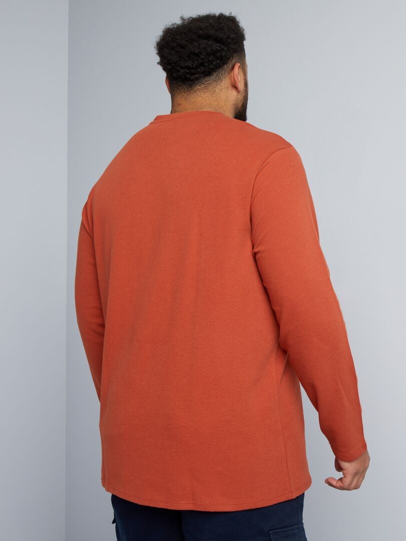 Camiseta de punto acanalado - marrón