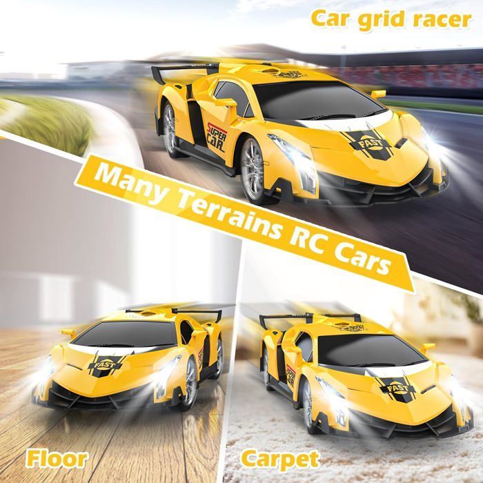 Voiture Télécommandée,1:18 Voiture De Course Cadeau Pour Enfants 3 4 5 6 7 8 Ans,Véhicule Téléguidée Radiocommandé Avec Led Lumièr