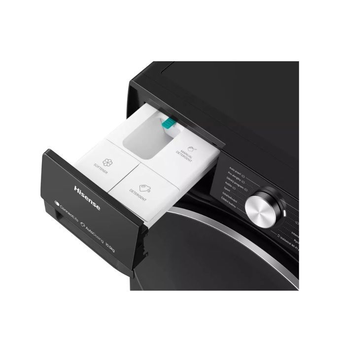 Lavadora de carga frontal Hisense de 10,5 kg y 1400 rpm, color negro - WF5S1045BB