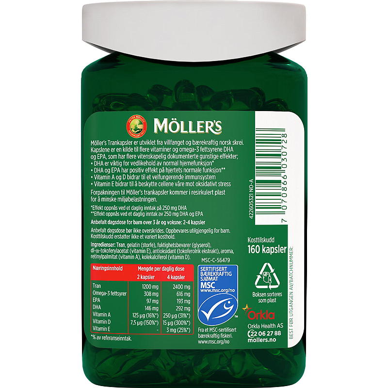 Möller's Lebertrankapseln Omega-3 160 Stück.