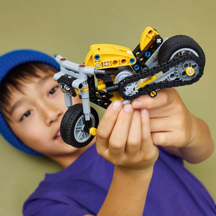 LEGO Technic 42225 Yellow Motorcycle - Construction Toy for Ages 7+ - Gift Idea for Boys or Girls
