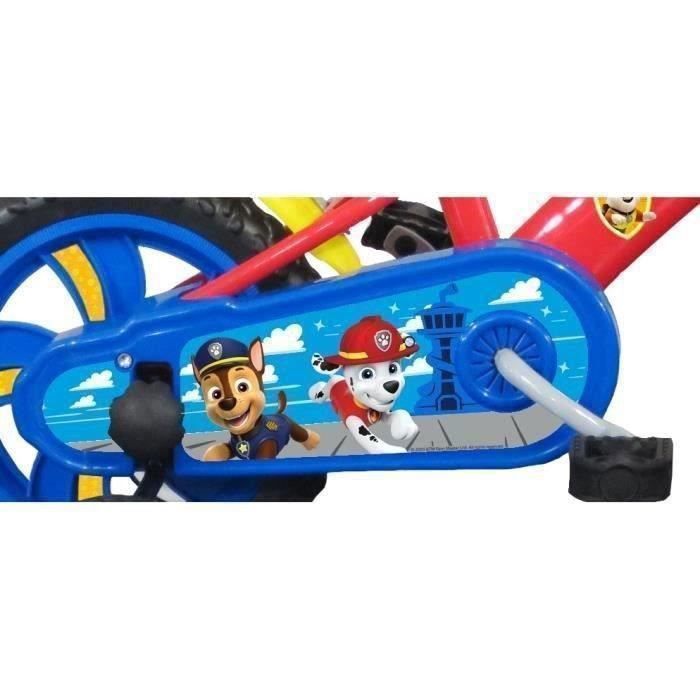 Vélo enfant 12'' Pat Patrouille pour enfant < 90 cm - équipé de 1 frein, 2 stabilisateurs amovibles et plaque avant + CASQUE INCLUS