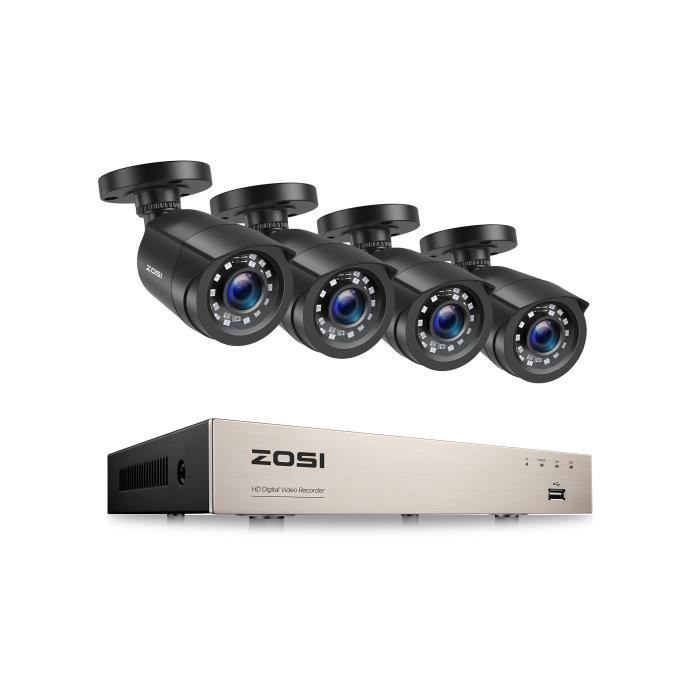 Telecamera di sorveglianza ZOSI 1080p con H.265+ 8 canali 5MP Lite DVR App gratuita per esterni IP66 Visione notturna 80 piedi Allarme domestico