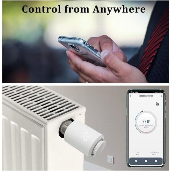 DRE-Tête Thermostatique Radiateur , Vanne Thermostatique Connectée Programmable, Thermostat Radiateur Compatible avec Alexa, Smart