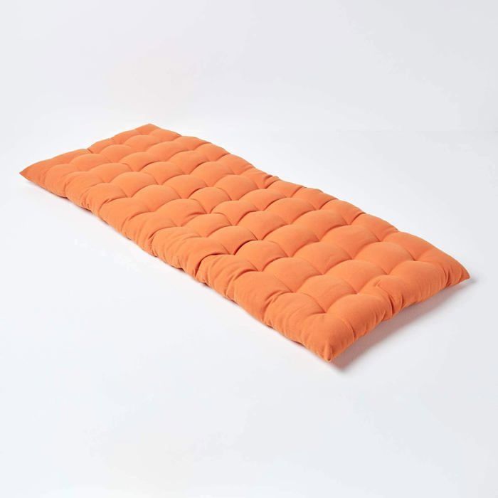 Garden bench cushion - HOMESCAPES - Terracotta - 108 x 42 x 5 cm - Floor mat - Cotton and polyester - Outdoor
