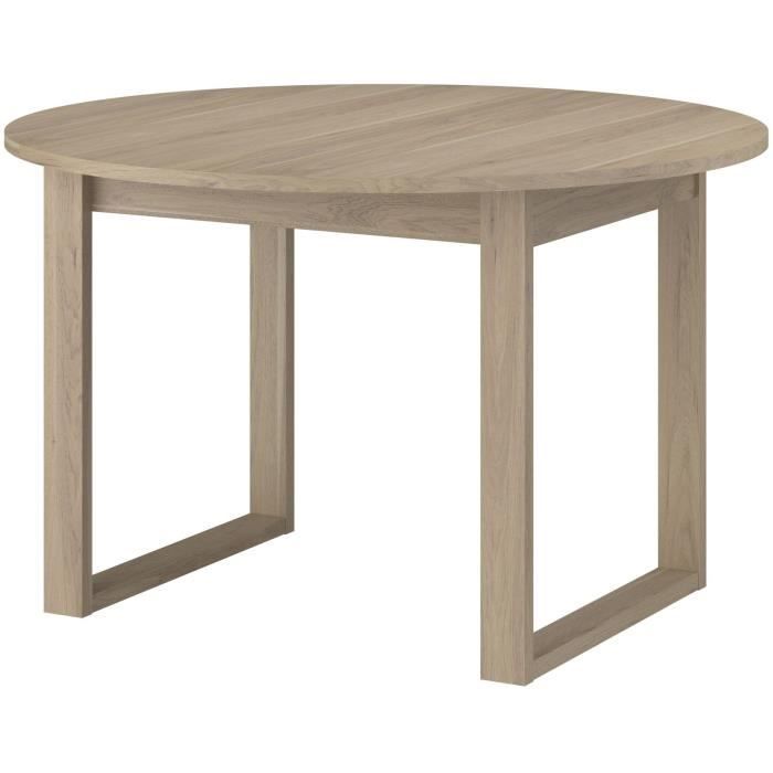 Mesa de comedor extensible - BETTY - Redonda - Acabado en roble - Capacidad para 4/6 personas - 120/155 x 120 x 75 cm - PARISOT