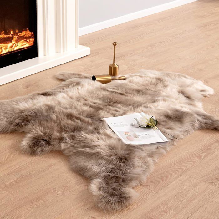 Alfombra - XVX - Piel sintética - 60x90cm - Marrón - Antideslizante - Lavable a máquina