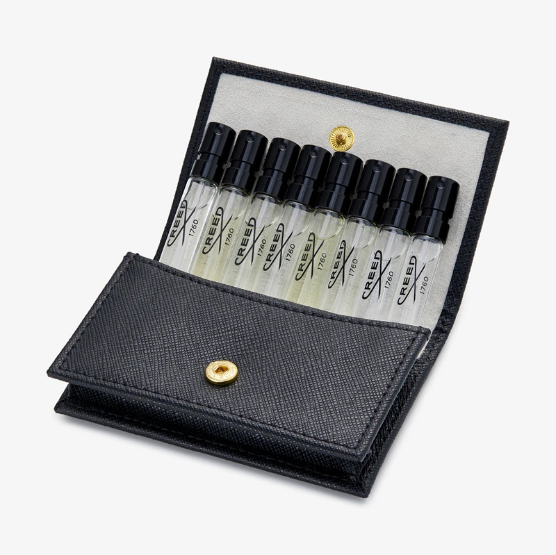 Creed ādas vīriešu maka paraugs — melns komplekts