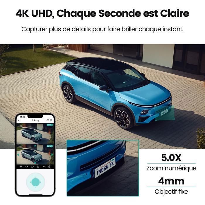 LOSEI Dual-Lens-Überwachungskamera 6MP 4K UHD 5x Zoom Nachtsicht Personenerkennung Gegensprechanlage ICSee App WLAN BT Alexa IP66