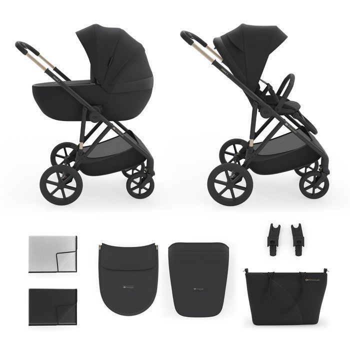 Poussette Kinderkraft PRIME 3 combinée 2 en 1 bébé nacelle siège mesh roues smooth ride 22 kg noir