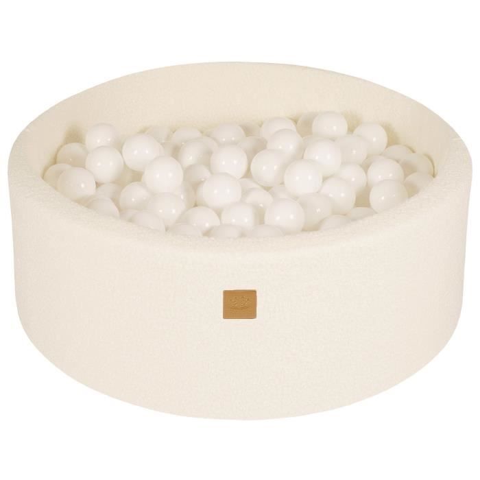 Piscine à Balles - MeowBaby® - Ronde 90x30cm - Couleur Blanc - 200 Balles - Antiallergique