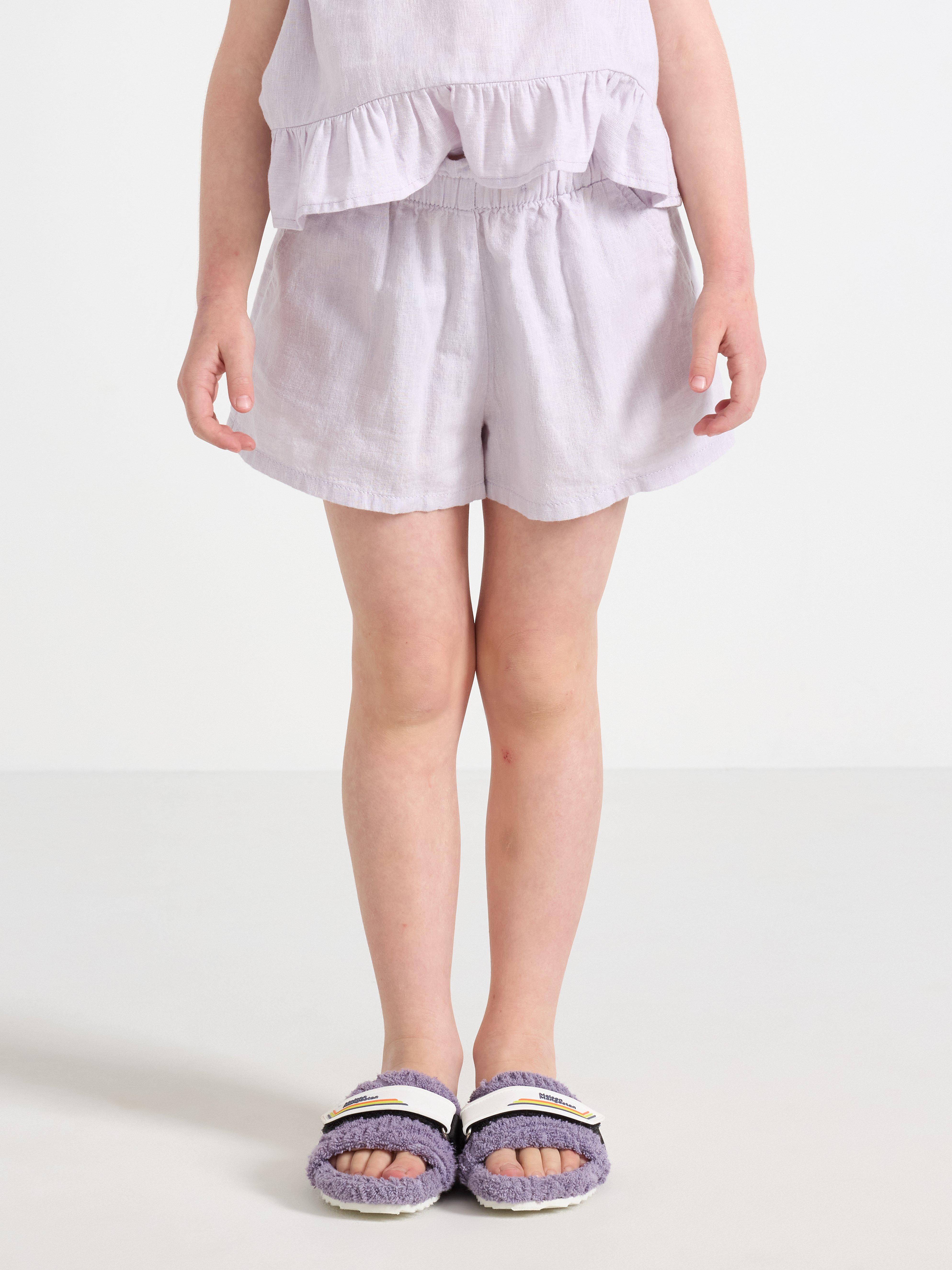 Shorts i linneblandning Lilas clair et poussiéreux