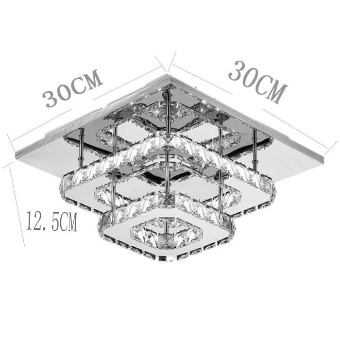 Plafonnier LED Cristal en Acier Inoxydable - WOTTES - Moderne 36W pour salon, couloir, chambre à coucher