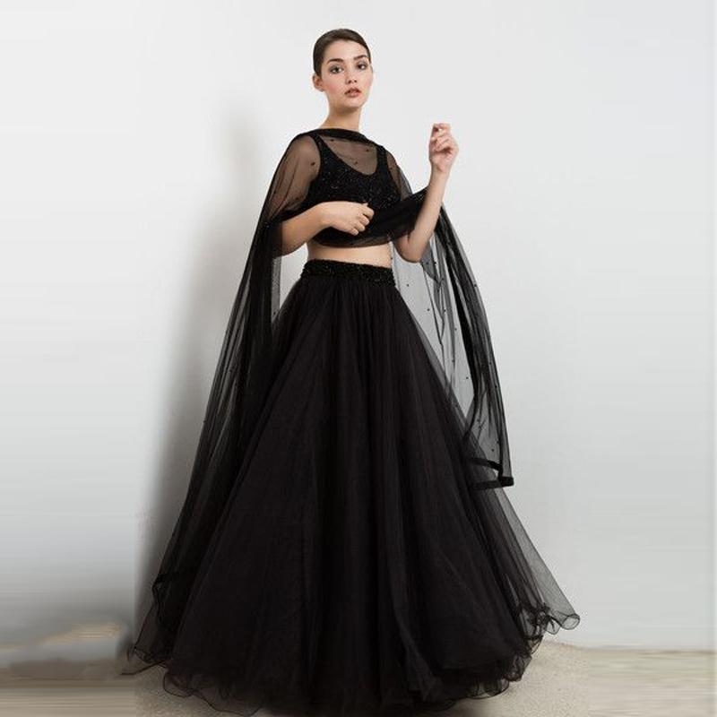 Jupe longue maxi en tulle noir uni taille haute, élégante jupe tutu pour femmes jusqu'à 5XL, collection printemps-été.